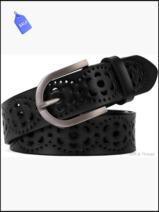 Genuine Leather Hollow Waist Belt for Women, Adjustable main image 6